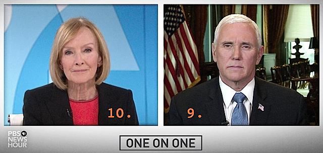 Judy Woodruff - Mike Pence expression